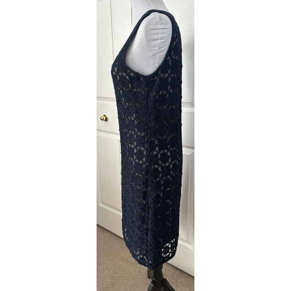 Max Studio Womens Blue Dress Cutout Lace Striped Lining Sleeveless Shift Sz M - Picture 3 of 9